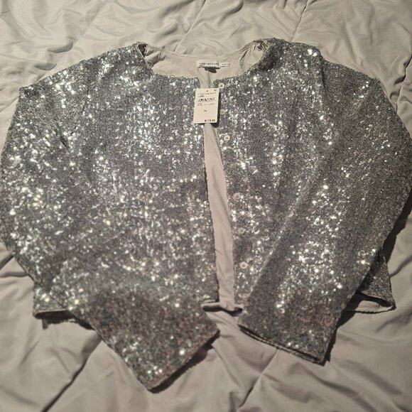 Good American Silver Sequin Cardigan NWT Size 3XL